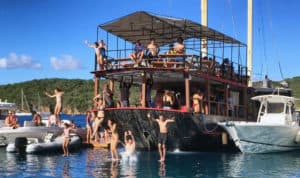 Jumping off Willy T restaurant in the Virgin Islands