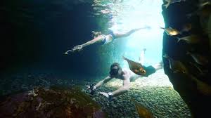 Swimming through island caves on Norman Island in the Virgin Islands