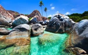 Rock pool at top destination in the BVI, The Baths Virgin Gorda